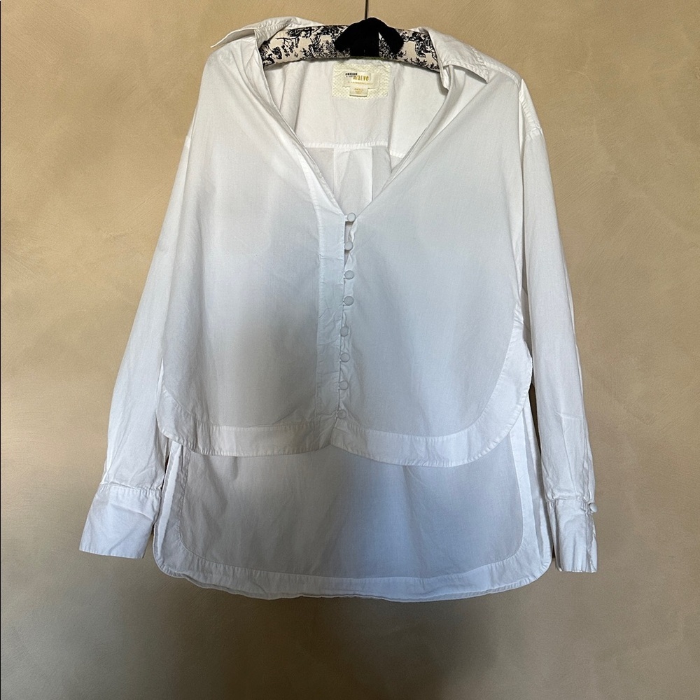 Maeve Women's White Button-Up Blouse Long Sleeve Size S